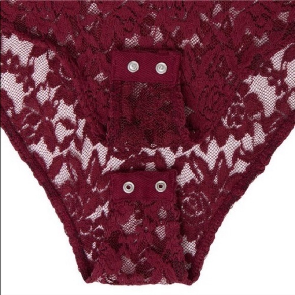 BURGUNDY LACE PLUNGE BODYSUIT - Picture 6 of 6